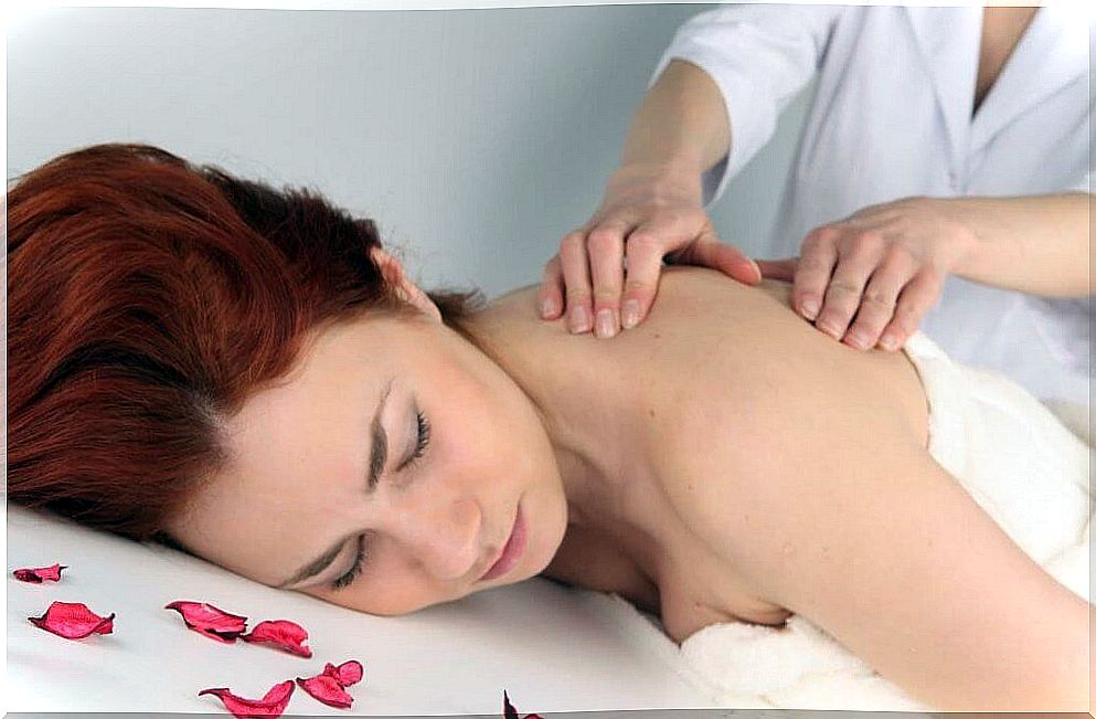 Woman doing massage to fight depression