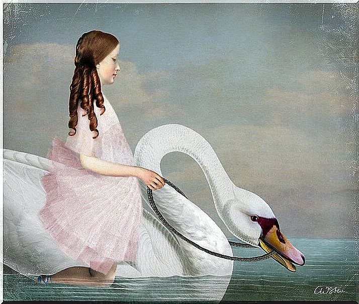 girl with swan