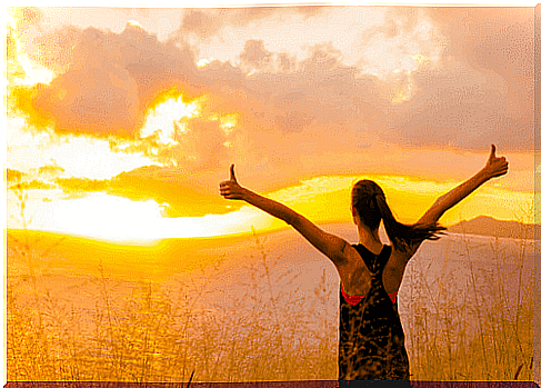 Woman happy for her achievements