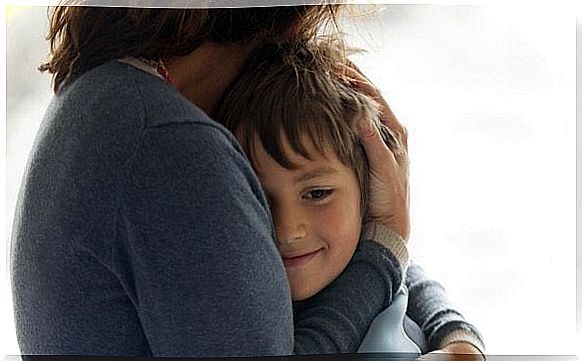 Mother helping child with childhood depression