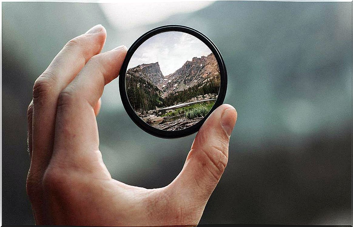 Landscape in small mirror