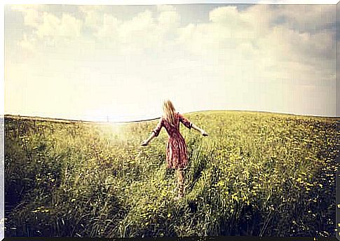 woman walking in the field