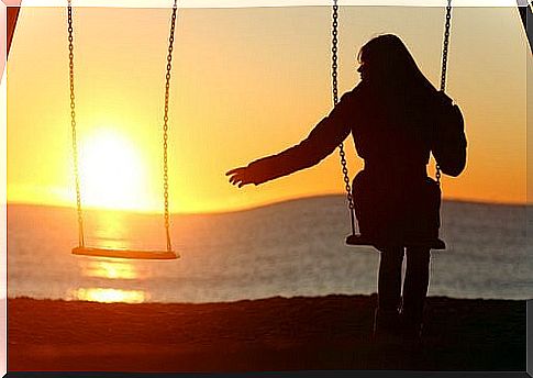 alone woman on swing