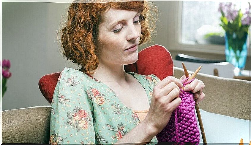 knitting woman