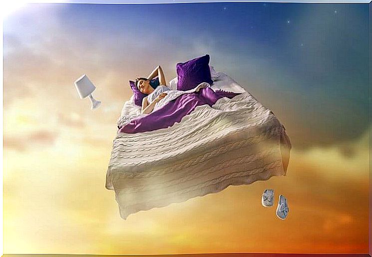 woman sleeping in floating bed