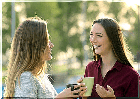 Friends having coffee together