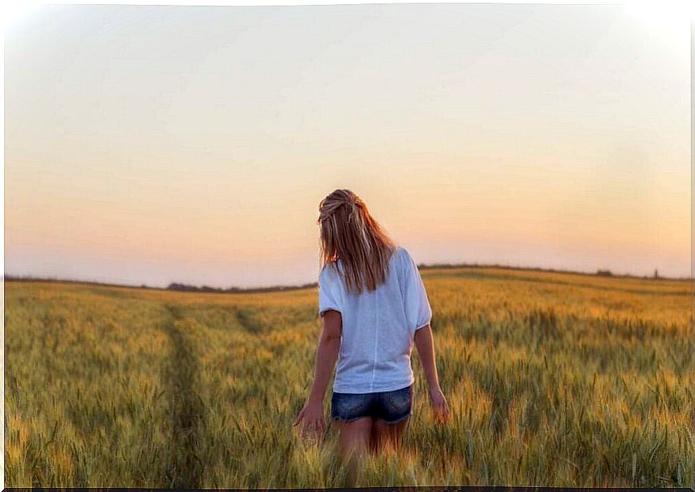 woman in wheat field