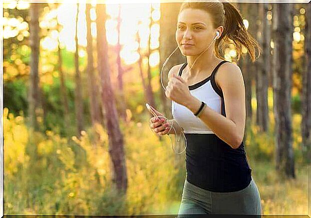 woman running in nature